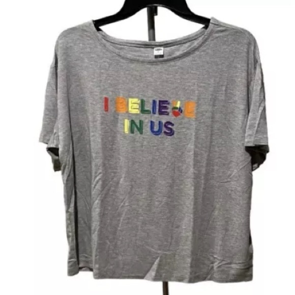 Old Navy- I Believe In Us T Shirt-Women's Size: Medium-Color: Grey-NEW!! - Picture 2 of 11